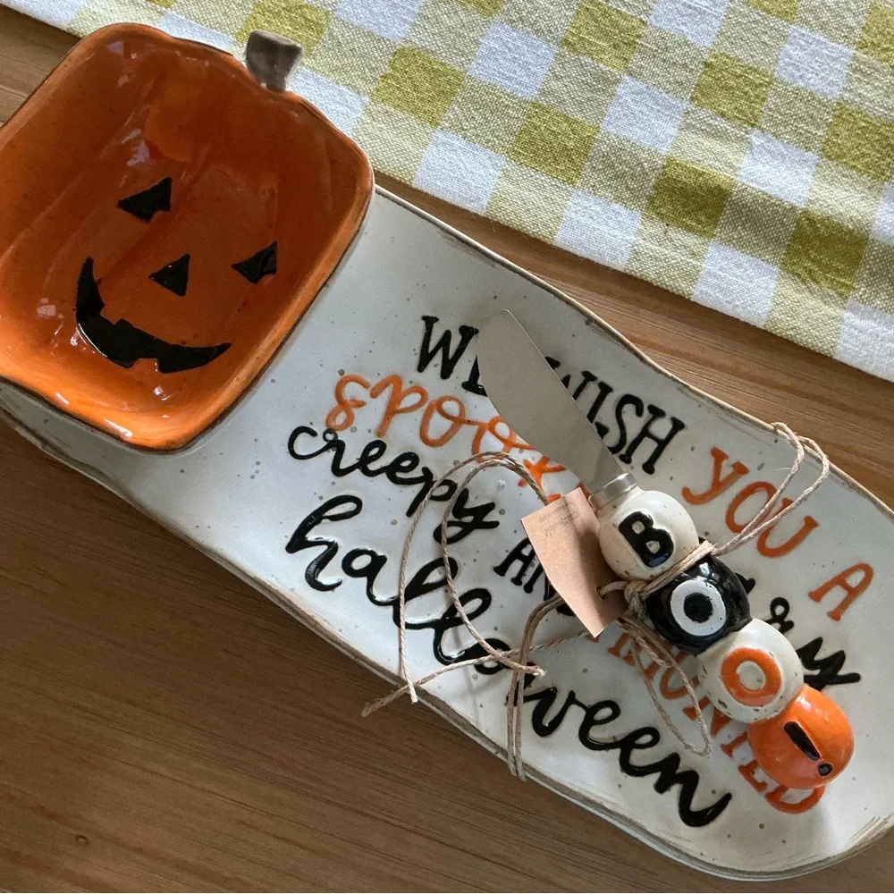 NWT Mud Pie Spooky Scary Halloween Dip and Tray Set Bowl - Picture 3 of 3